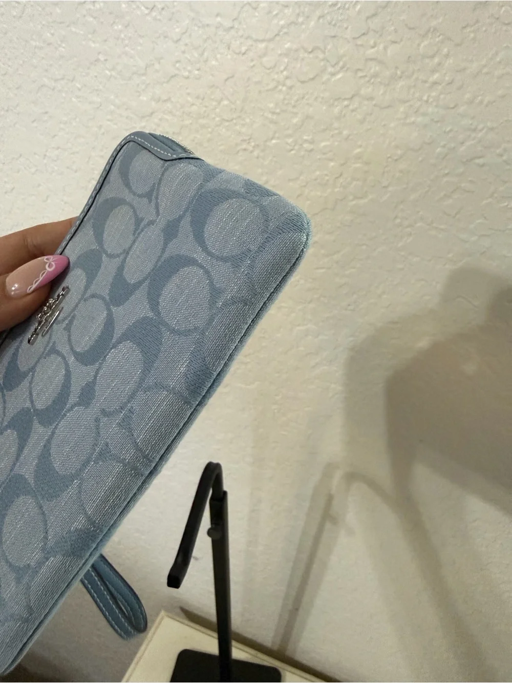 Coach Light Blue Denim Zip Wristlet - Picture 5 of 6